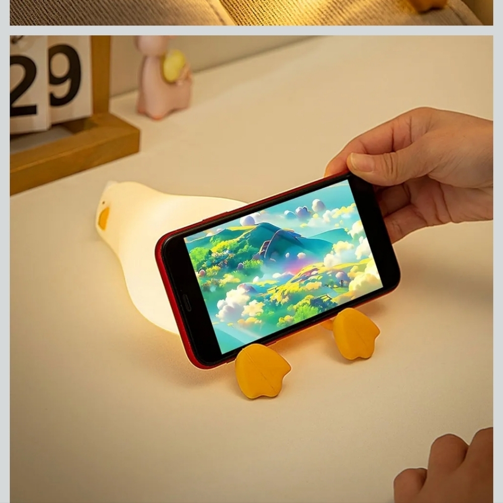 Lying Flat Duck Night Light. Phone Holder. - Picture 4 of 9
